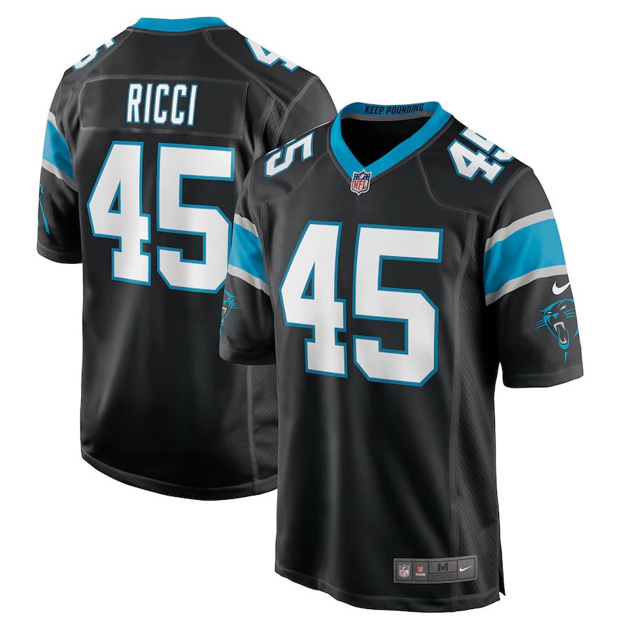 Men Carolina Panthers #45 Giovanni Ricci Nike Black Player Game NFL Jersey